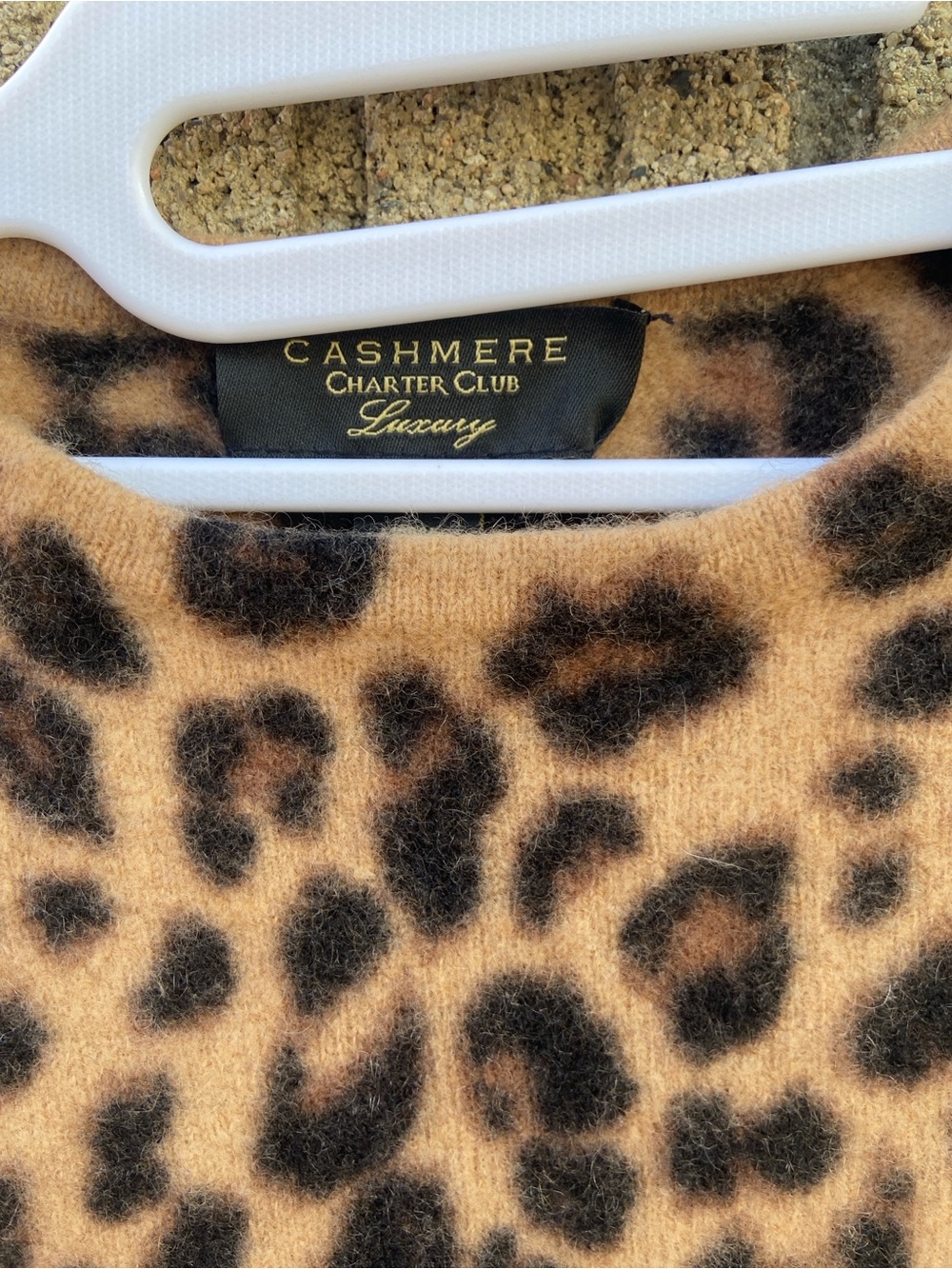 Charter Club cashmere Leopard-Print Crewneck Sweater in Tan and Black - Picture 4 of 4